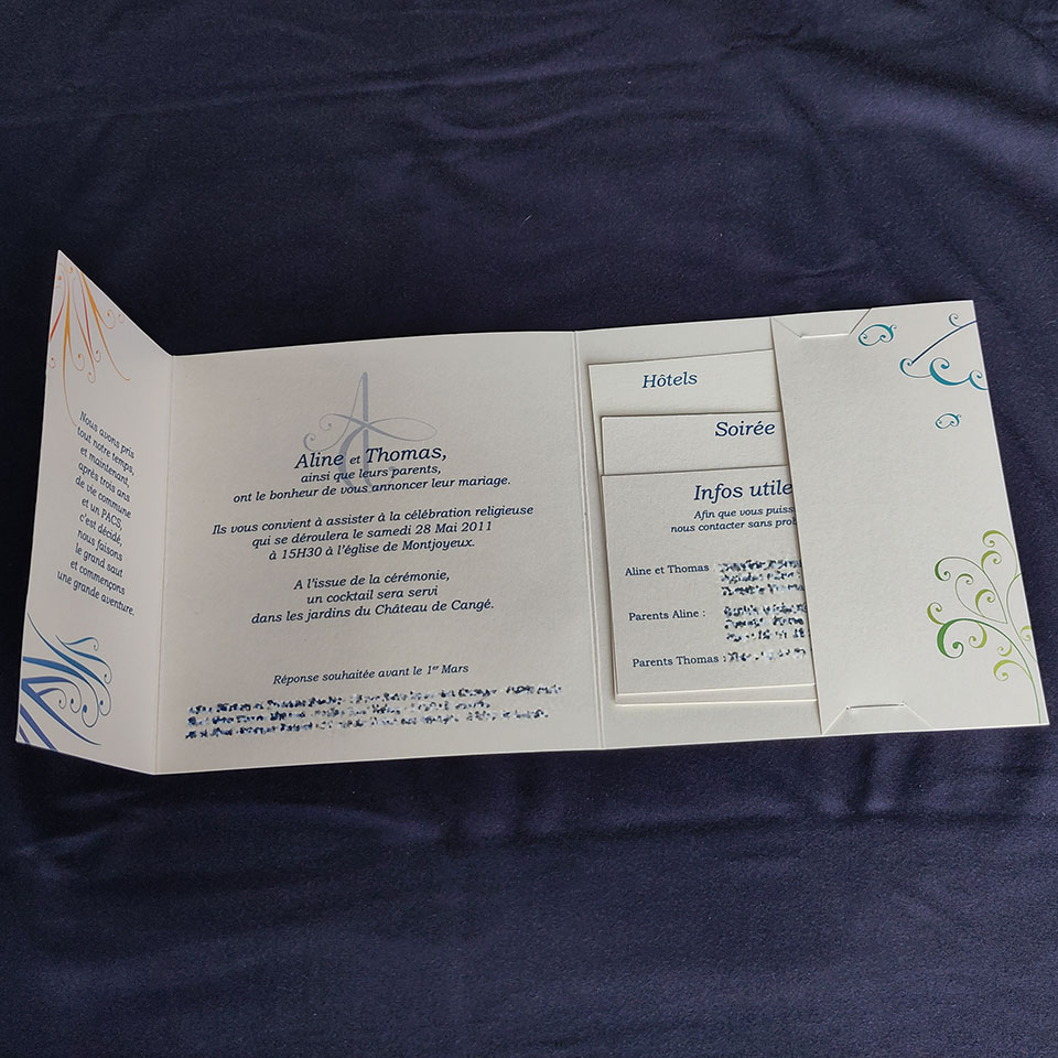 photo intérieure du faire-part de mariage