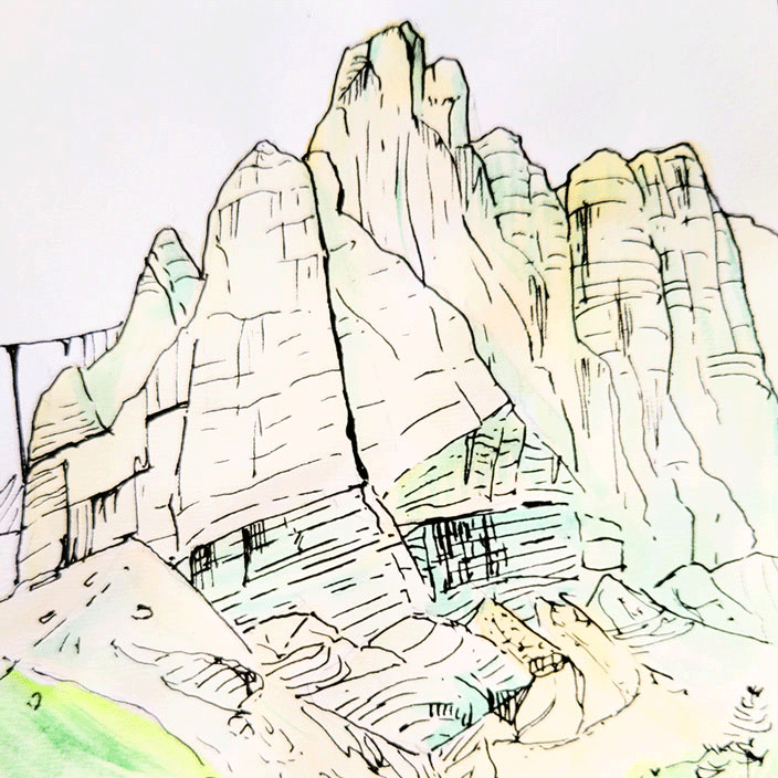 Illustration d'une montagne des Dolomites en Italie