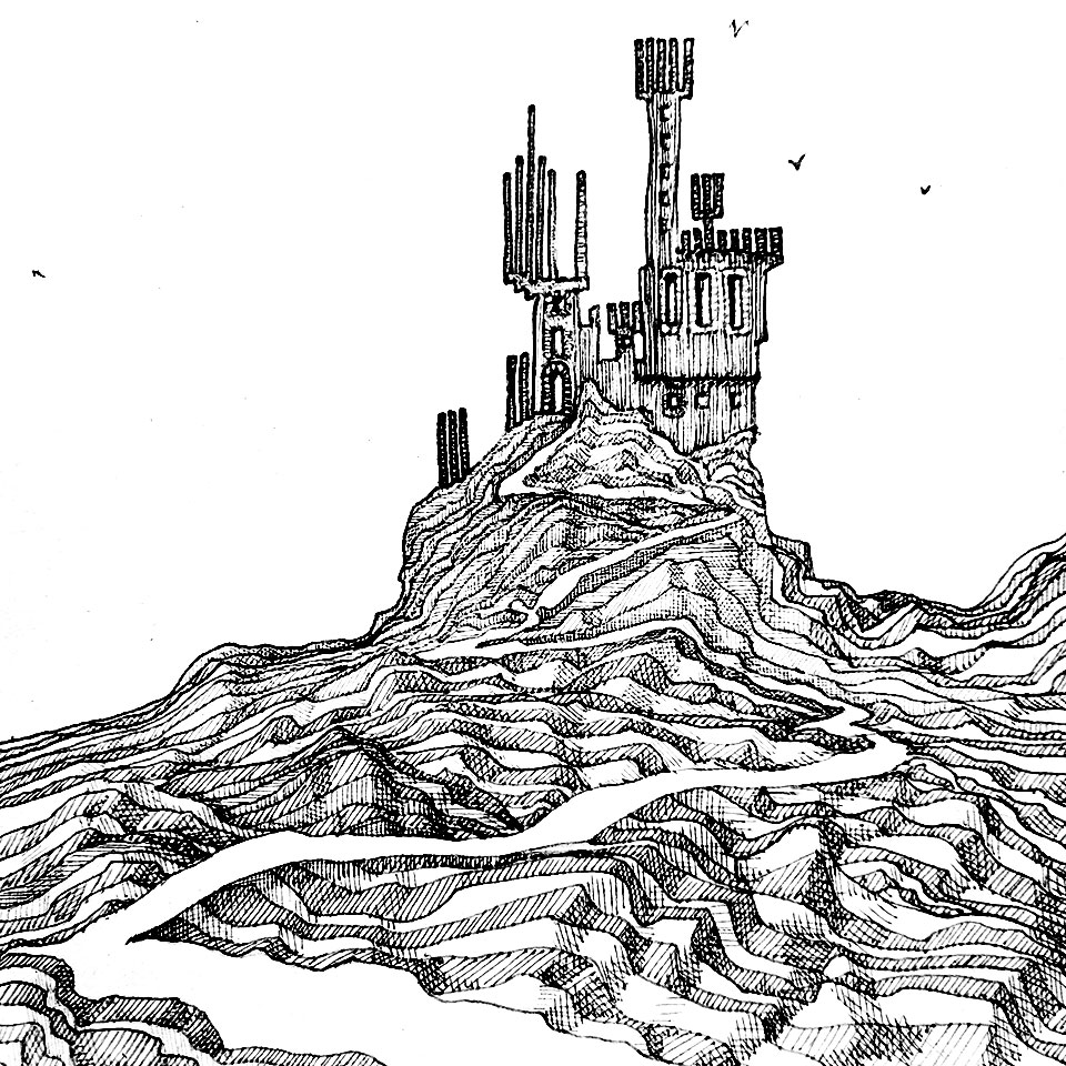 Illustration au trait fin noir de l'écorce d'un arbre et de main en réserve lui faisant une accolade